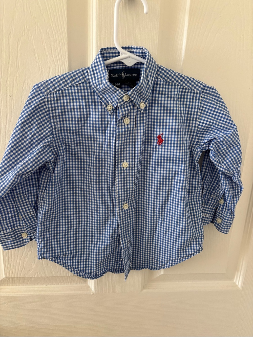 Ralph Lauren Boys Blue & White Gingham Button-Down Shirt